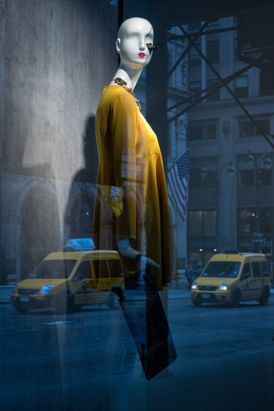 Yellow Dress and Taxis, Fifth Avenue